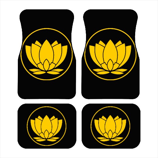 Minimalist Lotus Emblem Design Yellow Car Mats
