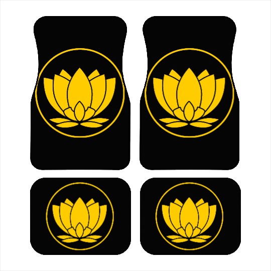 Minimalist Lotus Emblem Design Yellow Car Mats
