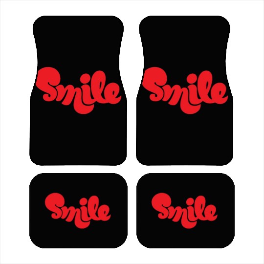 Vibrant Red Smile Typography Design Car Mats