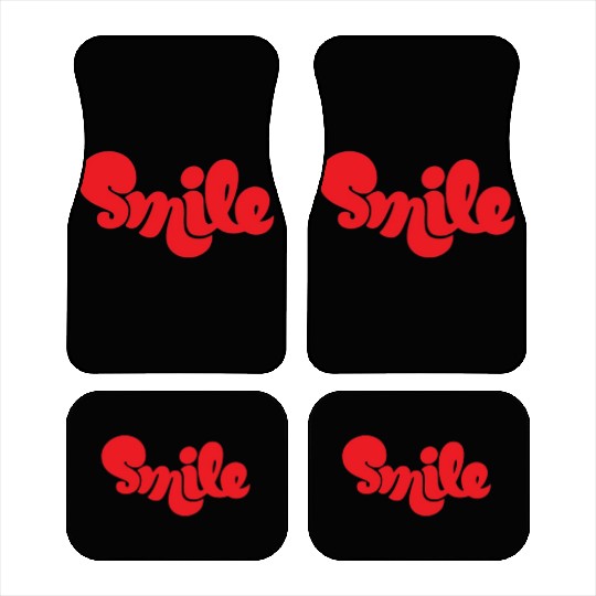 Vibrant Red Smile Typography Design Car Mats