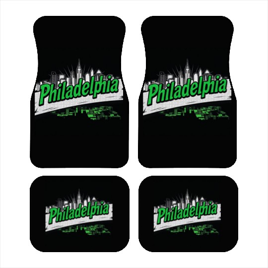 Philadelphia Skyline Neon Design Car Mats