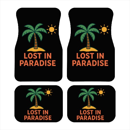 Tropical Sunset Palm Illustration Car Mats