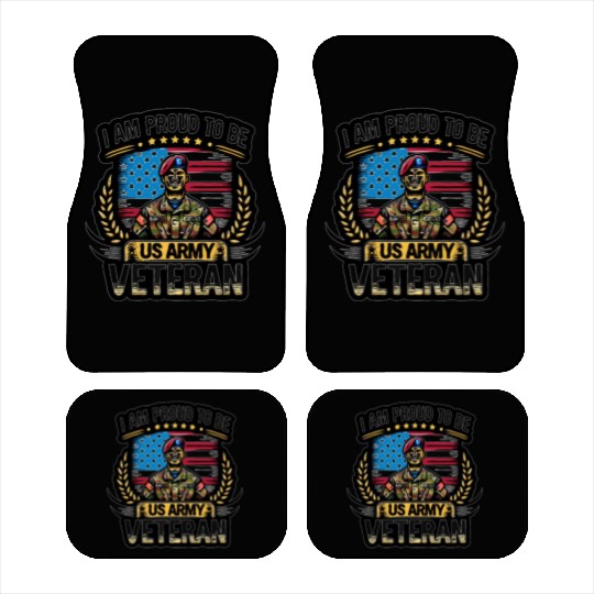 Proud US Army Vet Emblem Car Mats