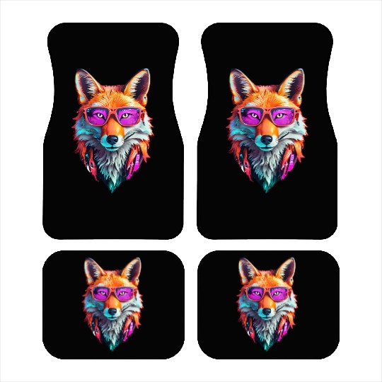 Vibrant Fox with Sunglasses Design Car Mats