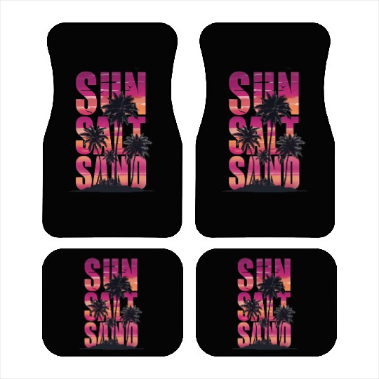 Sunset Palm Tree Silhouette Design Car Mats
