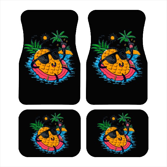 Tropical Pineapple Relaxing on Float Car Mats
