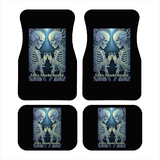 Celestial Skeleton Toasting Champagne Car Mats