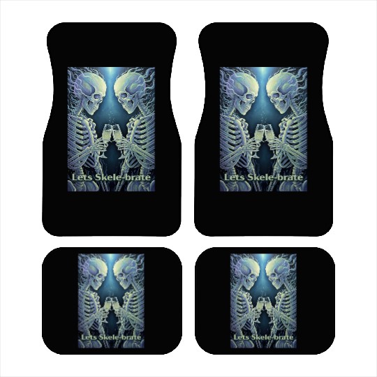 Celestial Skeleton Toasting Champagne Car Mats