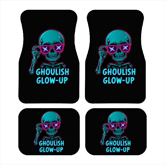 Neon Skeleton with Ghoulish Glow-Up Car Mats