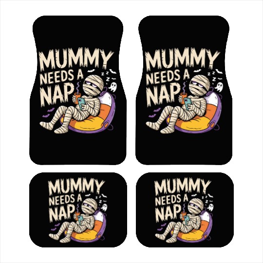 Mummy with Coffee Napping Design Car Mats