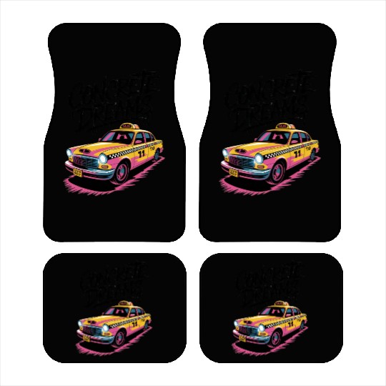Vibrant Taxi Dreams Illustration Car Mats