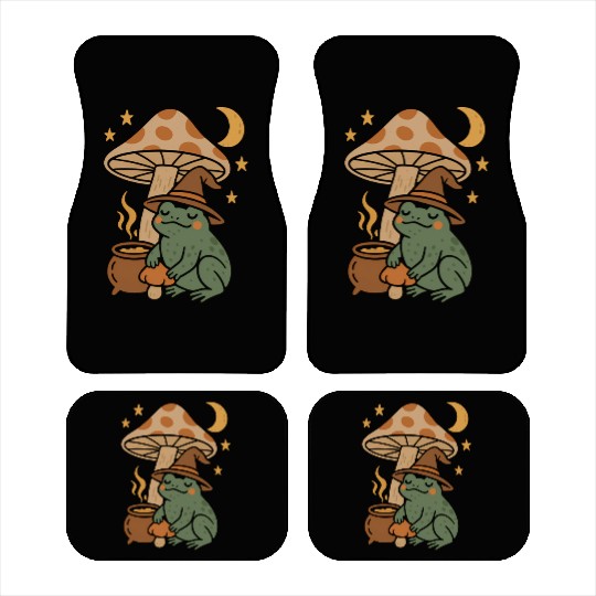 Witch Frog with Mushroom and Night Sky Car Mats