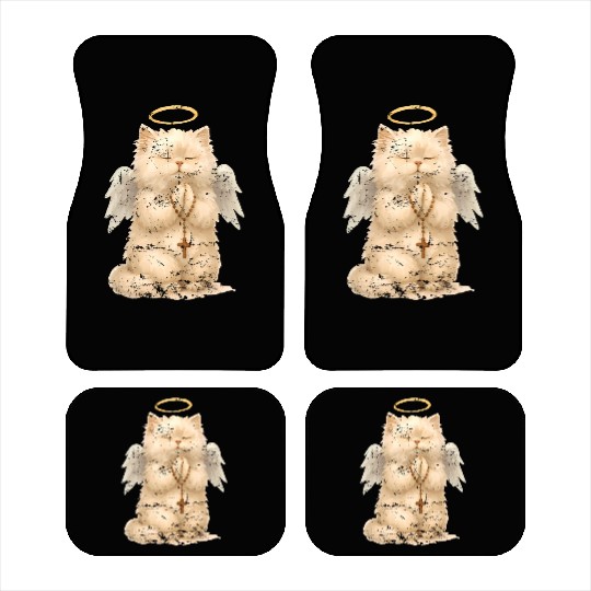 Heavenly Praying Cat with Angel Wings Car Mats