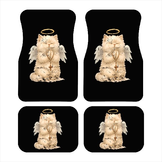 Heavenly Praying Cat with Angel Wings Car Mats
