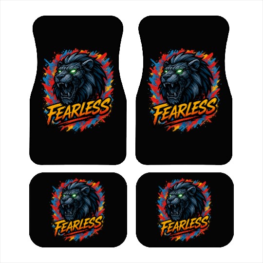Fearless Lion with Neon Eyes Design Car Mats