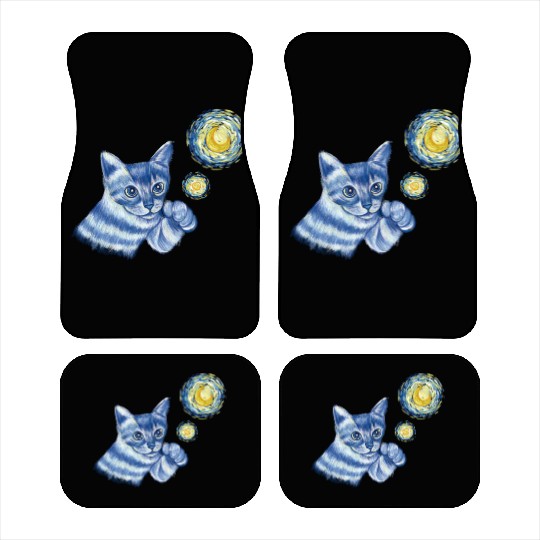Blue Starry Night British Shorthair Cat Graphic Car Mats