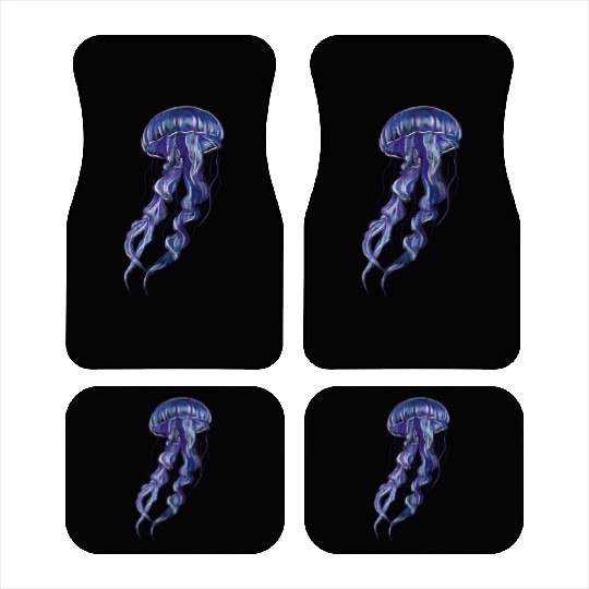 Bioluminescent Purple Jellyfish Illustration Car Mats