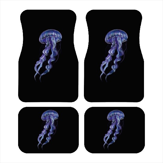 Bioluminescent Purple Jellyfish Illustration Car Mats