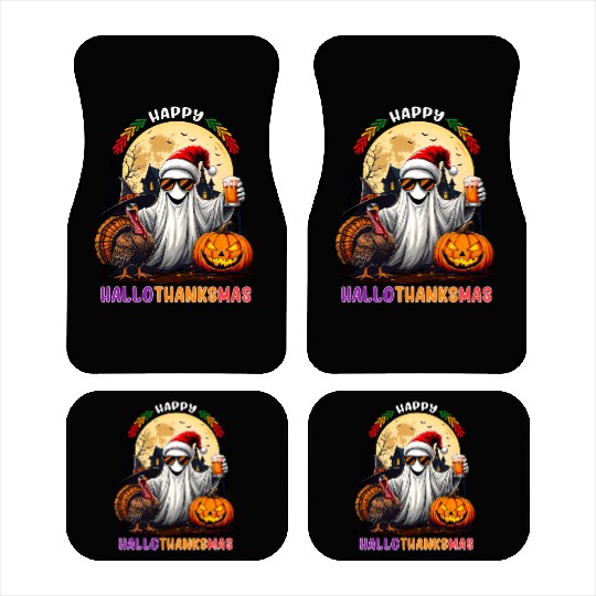 Happy Hallothanksmas Halloween Thanksgiving Xmas Car Mats