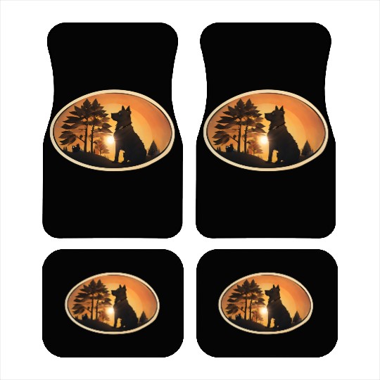 Sunset Wilderness Wolf Silhouette Car Mats