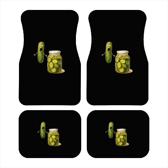 Whimsical Pickle Cucumber Character Car Mats