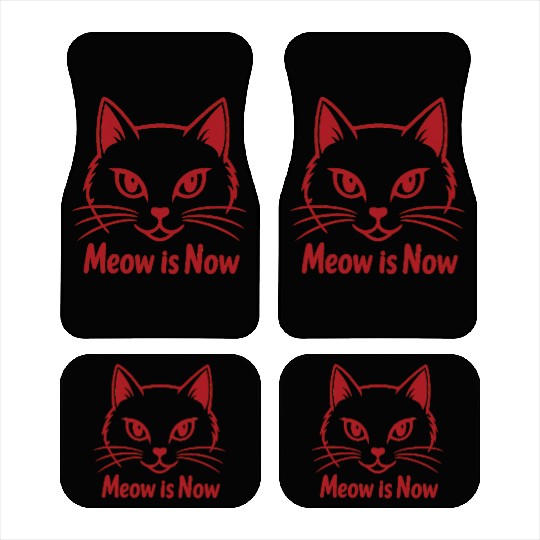 Elegant Cat Face with Bold Red Lines - Meow Is Now Car Mats
