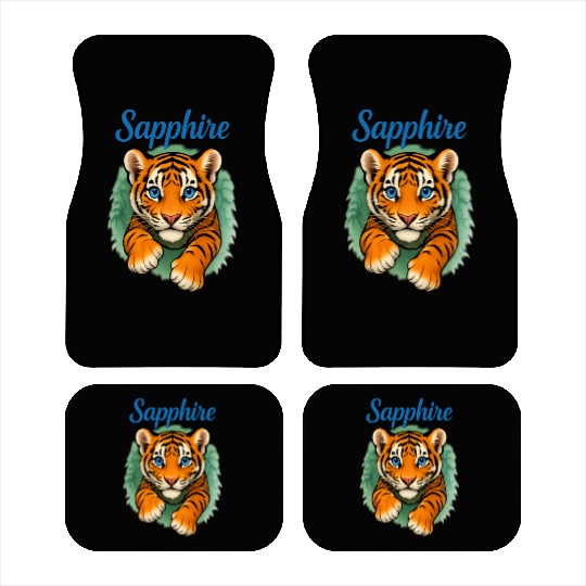 Vivid Tiger Cub Illustration - Sapphire Car Mats