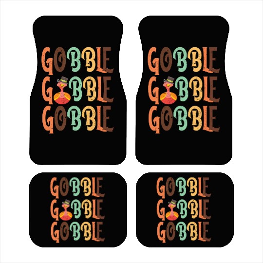 Festive Turkey and Gobble Text Pattern Car Mats