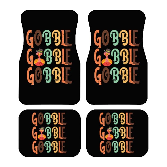 Festive Turkey and Gobble Text Pattern Car Mats