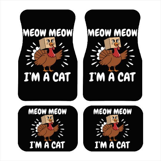 Turkey Car Mats Funny Thanksgiving Cat Lover Gift
