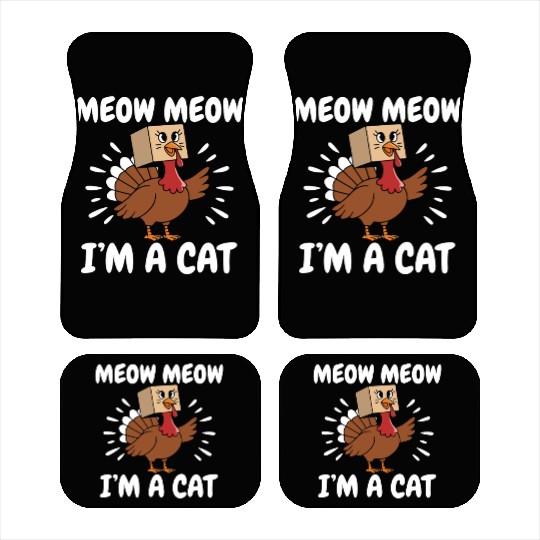 Turkey Car Mats Funny Thanksgiving Cat Lover Gift