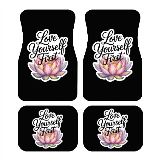 Inspirational Lotus Floral Affirmation Car Mats