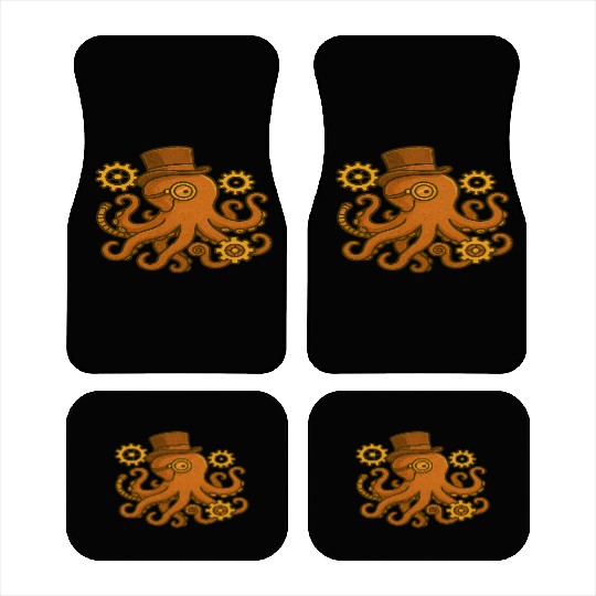 Steampunk Octopus with Top Hat Car Mats