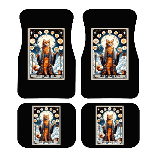 Orange The Ginger Cat Tarot Card Cat Car Mats