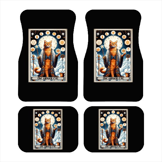 Orange The Ginger Cat Tarot Card Cat Car Mats