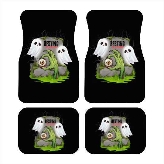 Spooky Graveyard with Ghosts and Eye Car Mats