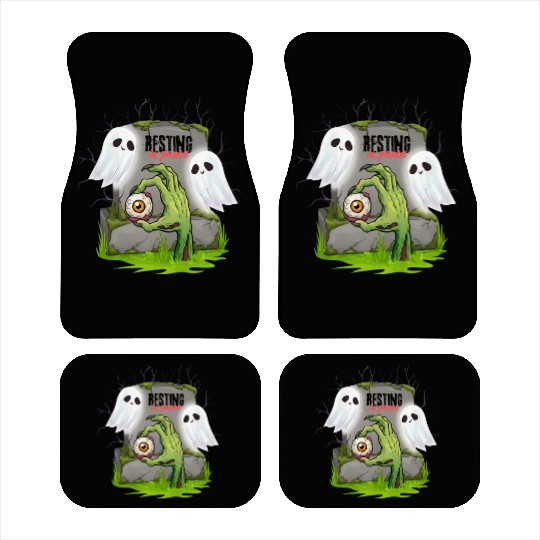 Spooky Graveyard with Ghosts and Eye Car Mats