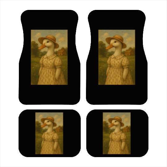 Whimsical Duck Lady in Vintage Dress Car Mats