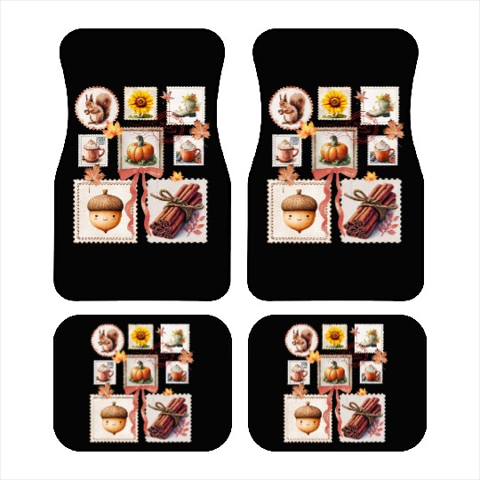 Watercolor Autumn Postage Stamps Fall Vibes Autumn Car Mats