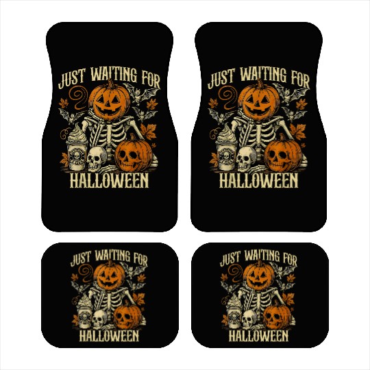 Just Waiting For Halloween Skeleton Spooky Season Car Mats