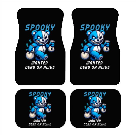 Spooky Teddy Bear Wanted Dead or Alive Halloween Car Mats