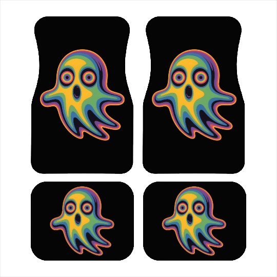 Trippy Ghost Car Mats Vaporwave Psychedelic Rave EDM