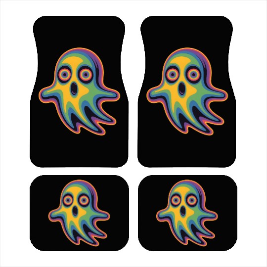 Trippy Ghost Car Mats Vaporwave Psychedelic Rave EDM