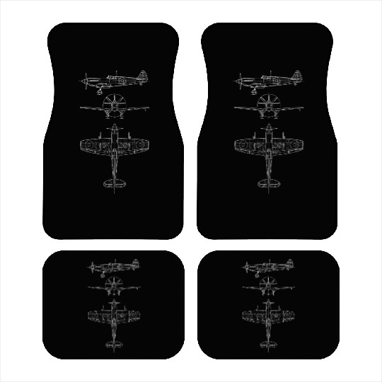 Spitfire airplane blueprint Car Mats