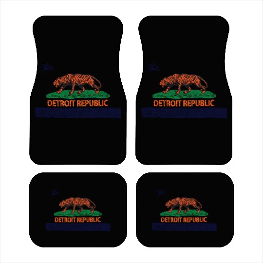 Detroit Republic Tiger Flag Distressed Car Mats