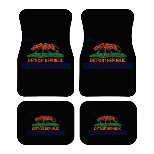 Detroit Republic Tiger Flag Distressed Car Mats
