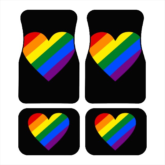 Rainbow Heart Car Mats