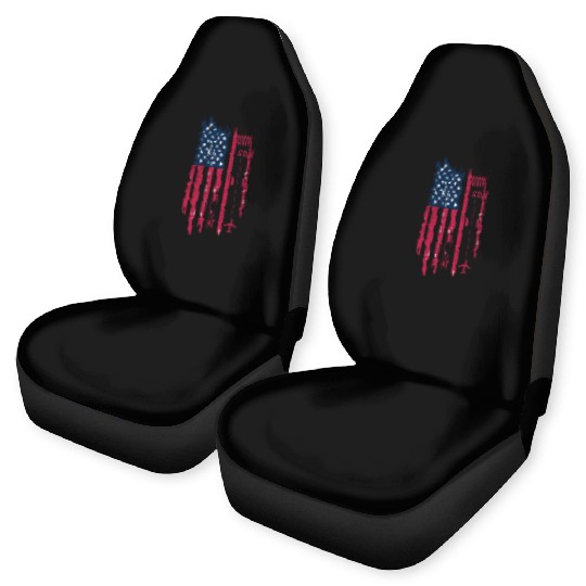 Patriotic Airplane Aviation Pilot American Flag Car Seat Covers