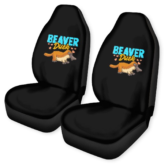 Beaver Duck Platypus Pun Cute Duck Billed Platypus Car Seat Covers