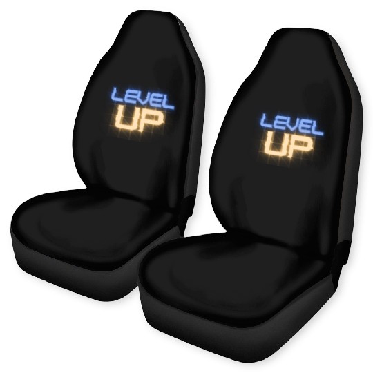 Black Level Up Neon Typography Car Seat Covers